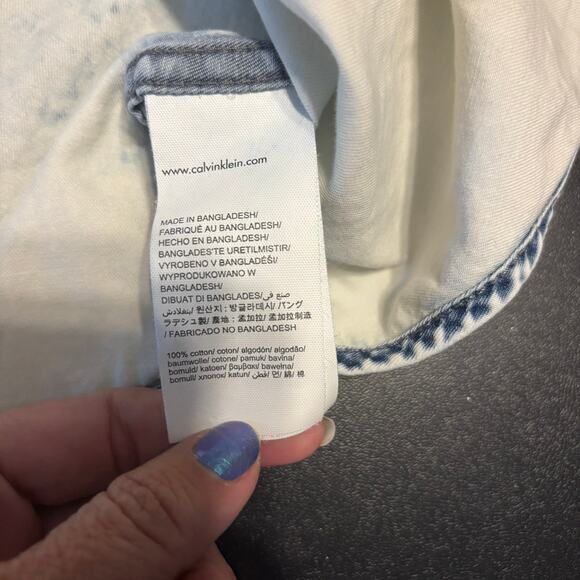 Calvin Klein Men's Short Sleeve Spray Can Indigo Button Down Shirt Size Small S - Picture 6 of 8